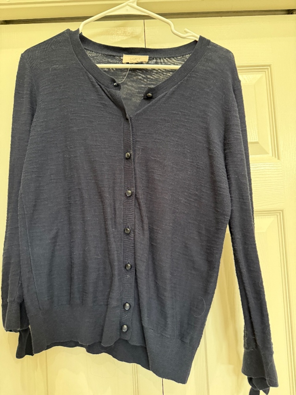 Loft outlet light sweater cardigan. Navy blue. Very good condition. Size XS.